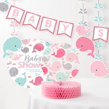 Preppy whalecome whale baby shower banner handmade. Pink Baby Whale Baby Shower Decorations Kit Walmart Com Walmart Com