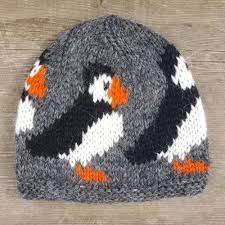 Puffin Wool Hat Dark Grey Hat Knitting Patterns Crochet Winter Hats Knitting