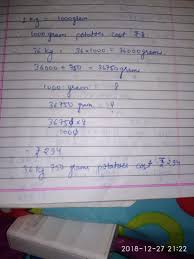 Computing the value is easy since you can just rely on online conversion tools. The Cost Of 1kg Potatoes Is Rupees 8 Find The Cost Of 36 Kg 750 Grams Of Potatoes Brainly In