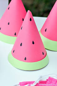 Diy Birthday Hats For Adults Have A Watermelon Party Http Karaspartyideas Com 2016 06 Summer Watermelon Party Html Diy Cra Watermelon Party Watermelon Party Theme Birthday Party Hats
