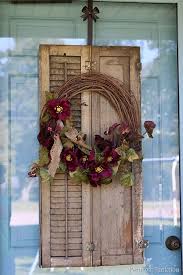 Old Shutter Outdoor Decor Idea With Wreaths Diy Fall Wreath Wreaths Vintage Shutters