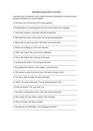 Exercises and tests on relative clauses. Calameo Defining Relative Clauses Exercise