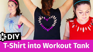 You only need to first cut off the neckline, arms and bottom hems. 3 Easy Diy T Shirt Cutting Ideas For Workout Tank Tops Sea Lemon Youtube