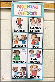 Morning Greeting Choices Morning Greetings Social Distancing Classroom Signs Teaching Classroom Management Preschool Classroom