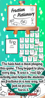 Fraction Pictionary Recognizing Fractions With Drawing Fraction Game Math Fractions Teaching Math Math