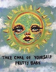 Take Care Of Yourself Pretty Baby Art Collage Wall Hippie Art Psychedelic Art