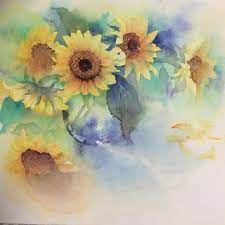 watercolor watercolors art flower sunflower 水彩画 透明水彩 ひまわり 花の絵 花のある生活 花のある暮らし 絵画 絵画教室 アート インテリアアート フラワーアレンジメント アトリエta 今井貴子 ひまわりの絵 ひまわり 絵 ひまわりアート