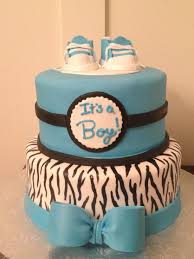 Zebra And Blue Baby Boy Shower Cake Baby Shower Cakes For Boys Blue Baby Shower Baby Shower Cakes