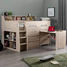 This is ideal to save space in the bedroom by not having to invest in two separate pieces of furniture. Jupiter Oak Wooden Mid Sleeper Cabin Bed Frame 3ft Single