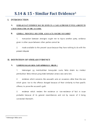 How do you say this in english (us)? Relevancy Of Evidence Under Section 14 15 16 Of Evidence Act 1950