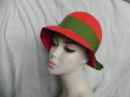 Red/orange Frank Olive Frank's Girl Wool Felt Bucket Cloche Hat