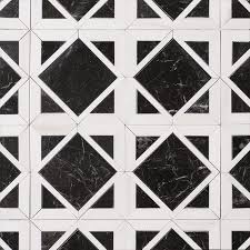 Black And White Marble Mosaic Tile Floor Snow White Black Multi Finish Kent Marble Mosaics 13 9 16x13 9 16 Country Floors Of America Llc Marble Mosaic Marble Floor Pattern Black And White Marble