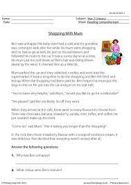 Free printable months of the year charts pdf free printable ordering fractions from least to greatest worksheets pdf Literacy Reading Comprehension Shopping With Mum Worksheet Primaryleap Co Uk