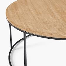 White/black medium round wood coffee table with storage. Streamline Round Coffee Table