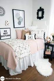 Blush Rose Gold Marble Dorm Bedding Set Dorm Bedding Sets Dorm Room Decor Girls Dorm Room