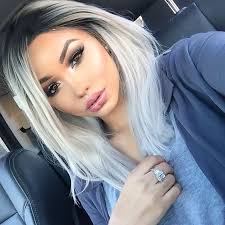 Silver White Ombre Hair Colors Lace Front Wigs For Black Teens Silver Hair Color Hair Styles Hair