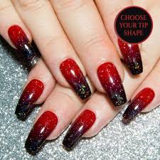 Black And Red Ombre Nails Ombre Nails Coffin Press On Nails Long False Nails Dark Etsy Ombre Acrylic Nails Red Acrylic Nails Red Ombre Nails