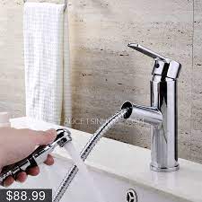 Convenient Pullout Spray Deck Mounted Bathroom Sink Faucet