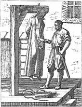 In another common method, persons to be hanged stand on a trapdoor, and, when the trap is released, they fall several feet until stopped by the rope tied around their neck. Hanging Wikipedia