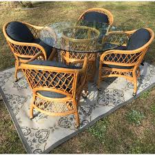 Vintage Henry Link Rattan Dining Set Chairish In 2020 Dining Table Chairs Rattan Coffee Table Table And Chair Sets