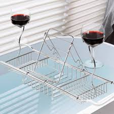 Simply add your select items onto the bath caddy tray and place it on the edges of the bathtub. Ipegtop Stainless Steel Bathtub Caddy Tray Over Bath Tub Racks Shower Organizer With Extending Sides Removable Wine Glass Book Holder Buy Online At Best Price In Uae Amazon Ae