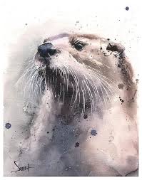 Sea Otter Print Otter Art Print Watercolor Otter Painting Etsy Otter Art Sea Otter Art Sea Otter