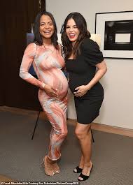 The pregnant star's stomach was on full display. Christina Milian And Jenna Dewan Compare Baby Bumps At Soundtrack Screening In La Daily Mail Online