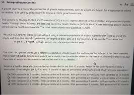 Solved 11 Interpreting Percentiles Aa Aa A Growth Chart