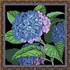 Hydrangea counted cross stitch patterns. Cross Stitch Sewing Fiber Blue Hydrangea Counted Cross Stitch Pattern