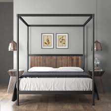 Don't let an old wooden ladder go to waste! Zinus Wesley 72 Metal And Wood Canopy Platform Bed Queen Walmart Com Walmart Com