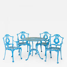 As a final step, some iron enthusiasts swear by an automotive spray wax, which they say helps repel water. Blue Cast Iron Garden Dining Set