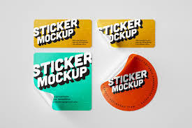 Squared sticker mockup isolated on white background 3d rendering. Sticker Mockup Set In Product Mockups On Yellow Images Creative Store