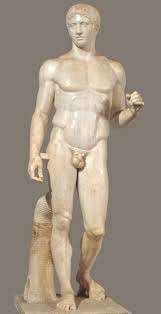 Polykleitos's doryphoros, an early example of classical contrapposto. Doryphoros Epitome Of Ancient Greek Character Ancient Greek Sculpture Greek Art Ancient Greek Art