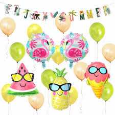 Summer beach tropical flamingo photography backdrop. Etlee Summer Party Decoration Enjoy Summer Banner Flamingo Foil Balloons Latex Balloons For Tropical Themed Party Decorations Buy Online In Qatar At Qatar Desertcart Com Productid 129550066