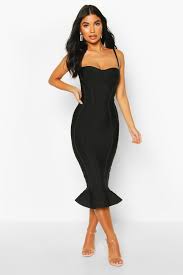 Petite Bandage Frill Hem Midi Dress Boohoo Pretty Quinceanera Dresses Petite Midi Dress Girls Dress Outfits