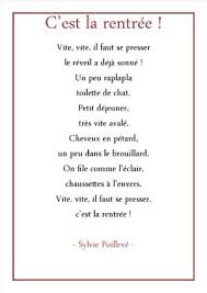 Poesies Rentree La Classe D Ameline Franzosisch Schulanfang Schule