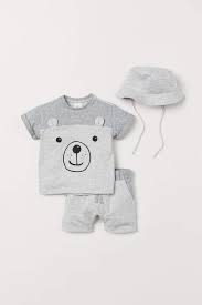 3 piece summer set gray melange bear kids h m us erkek bebek stili oglan cocugu kiyafetleri cocuk kiyafetleri