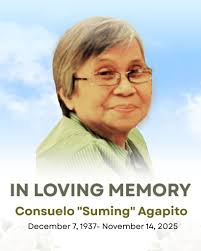 It is with deep sadness that the U.P. College of Media and Communication  announces the passing of beloved retired student records evaluator Consuelo  "Aling Suming" Agapito. The start of the memorial service