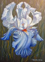 Drawing A Blue Iris Flower Using Oil Pastel Step By Step Demonstration Iris Painting Oil Pastel Techniques Oil Pastel
