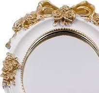 Amazon.com: Bitray Oval Vintage White Embossed Rose Mirror ...