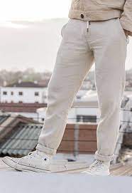 Pantalon ajustable à la taille de chaque côté par élastique. Pantalon Coulisse Coton Et Lin Bonnegueule