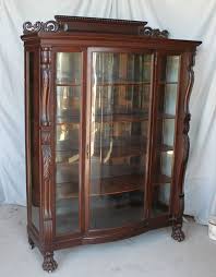 Large Antique Carved Oak China Curio Cabinet Original Finish Antique Furniture Furniture China Cabinet