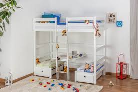 Hochbett mit rutsche im angebot große auswahl an schönen spielbetten für kinder kauf auf raten & rechnung möglich. Kinderbett Etagenbett Pauli Buche Vollholz Massiv Weiss Lackiert Mit Regal Und Rutsche Inkl Rollrost 90 X 200 Cm Teilbar Kinderbett Etagenbett Kinderhochbett Bett Ideen