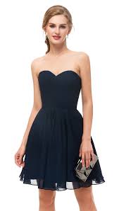 Classic Sweetheart Navy Blue Chiffon Short Bridesmaid Dress Pleated Party Dress Sweetheart Homecoming Dress Navy Homecoming Dress