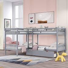 4.3 out of 5 stars. Amazon Com Harper Bright Designs Twin L Shaped Bunk Bed With Storage Drawers Wooden Bunk Bed For 4 Grey Home Kitchen