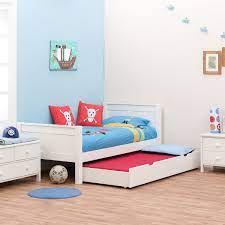 Classic Single Bed White With Trundle Bed By Stompa