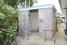 Your shed door stock images are ready. Construction Of A Garden Shed Made From Concrete Blocks Stock Photo Picture And Royalty Free Image Image 84798237