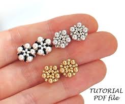 Beaded Stud Earring Pattern Earrings Tutorial Seed Bead Etsy Beaded Earrings Tutorials Beaded Earrings Patterns Earring Tutorial