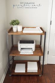 Diy Printer Table With An Industrial Style To Give Your Office More Storage Home Office Decor Home Office Organization Home Office Space
