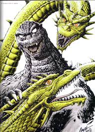 Chernobog13 Godzilla Versus 2 3 Of King Ghidorah Artist Shinji Mash Nishikawa From Shinji Nishikawa Drawi Kaiju Monsters Giant Monster Movies Godzilla